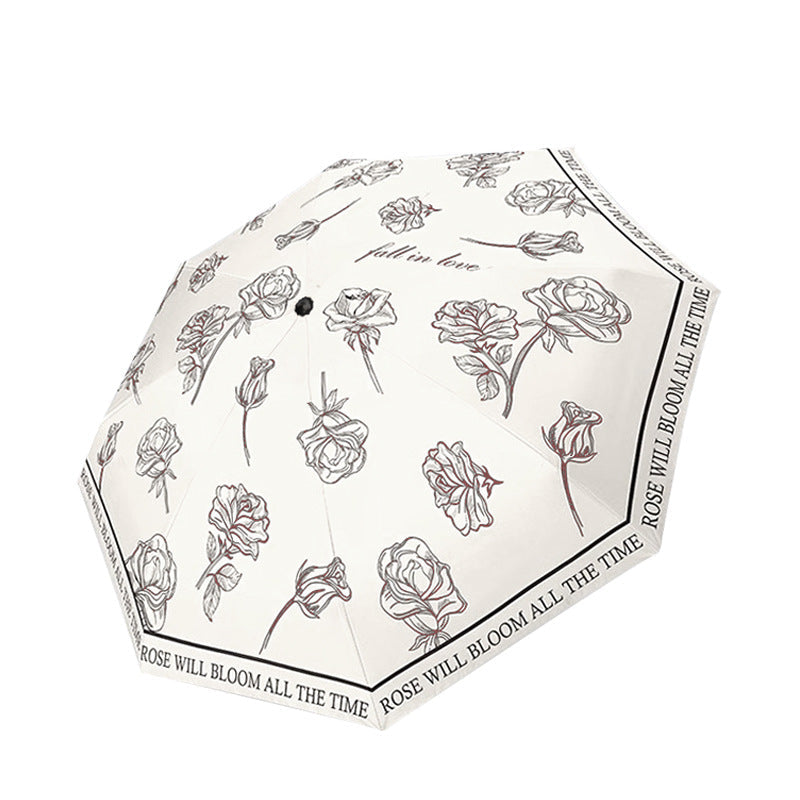 Women's Folding Umbrella with Transparent Flower Design Kalsten