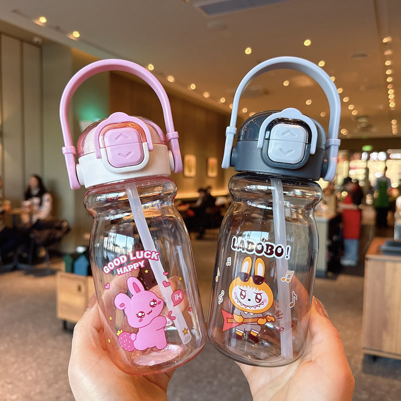Women's Funny Plastic Drinking Bottle with Integrated Straw Function Kalsten