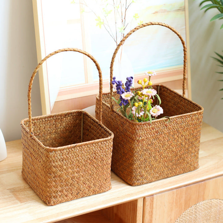 Handwoven Natural Fiber Carrying Basket Kalsten