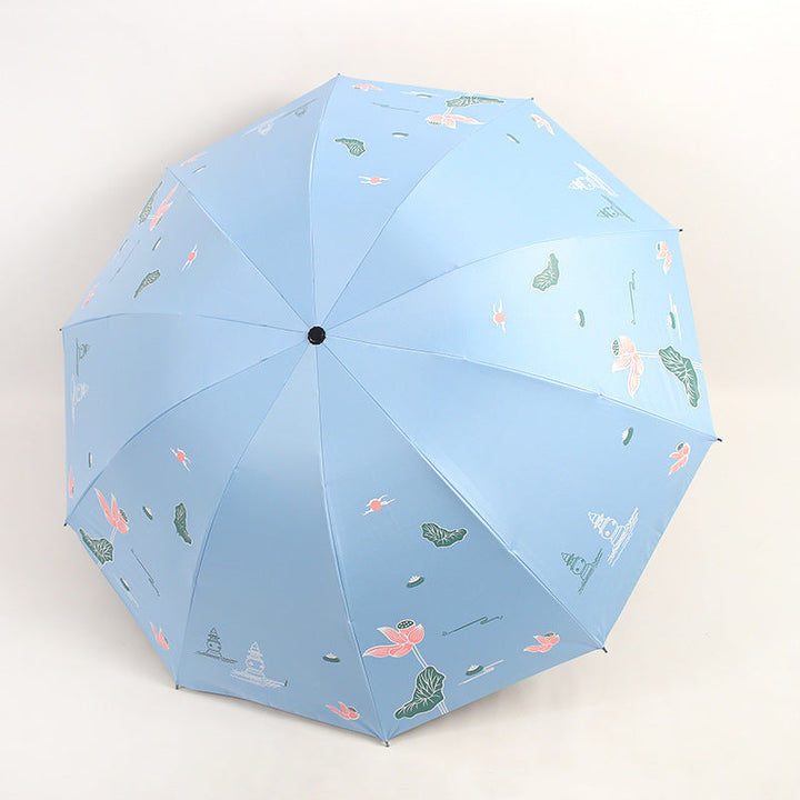 Women Folding Umbrella with Floral Accents Kalsten