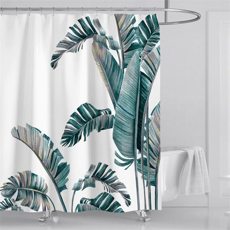 Tropical Leaf Print Shower Curtain Kalsten