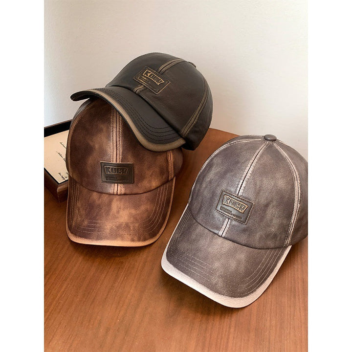 Men's Vintage Faux Leather Baseball Cap Kalsten