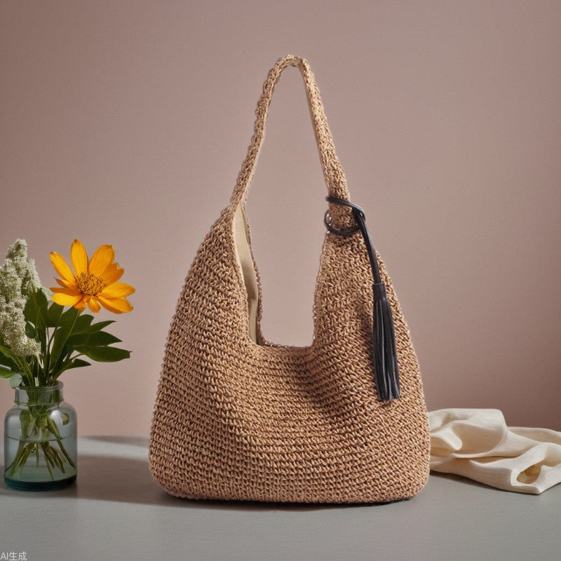 Handcrafted and Stylish Shoulder Bag with Decorative Tassel Detail Kalsten