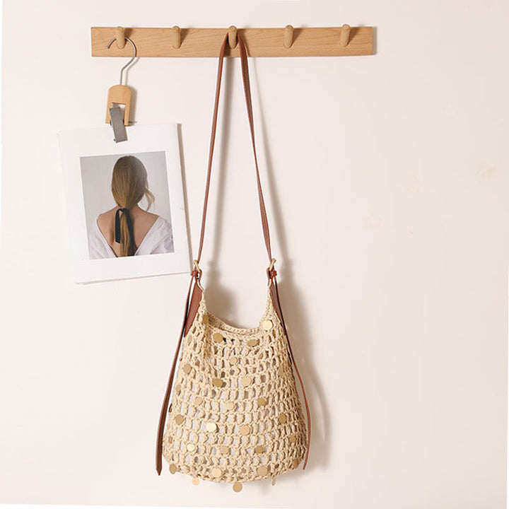 Hand-knotted shoulder bag with metal appliqués Kalsten