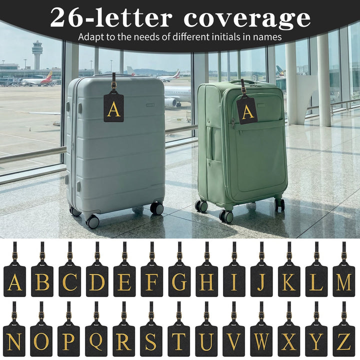 embroidered initial monogram leather luggage tag with adjustable buckle strap Kalsten