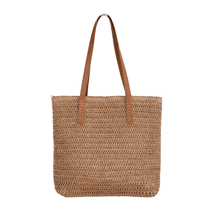 Spacious wicker tote bag with sturdy leather handles Kalsten