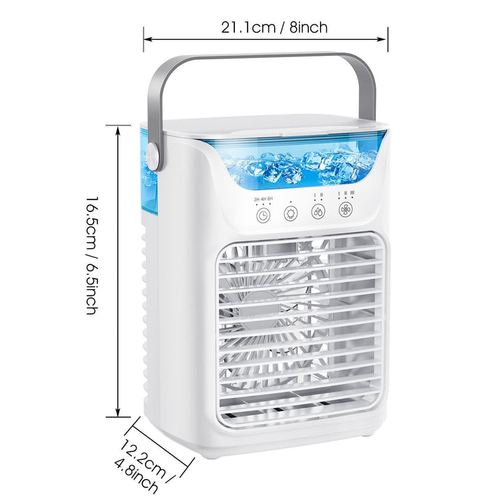 Cooling portable evaporative air cooler with refillable water reservoir adjustable louvers quiet fan and carry handle Kalsten