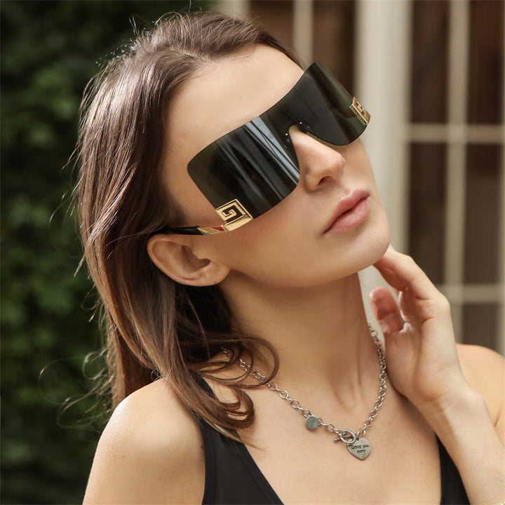 Women's Oversized Shield Sunglasses with Extravagant Design Kalsten