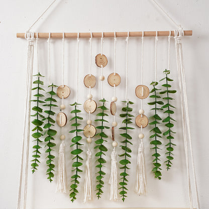 Macrame Wall Hanging Planter with Wooden Accents Acalora