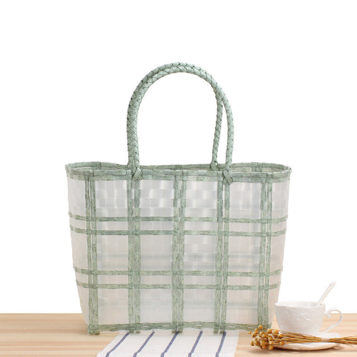 Tote bag with transparent window and braided handles Kalsten