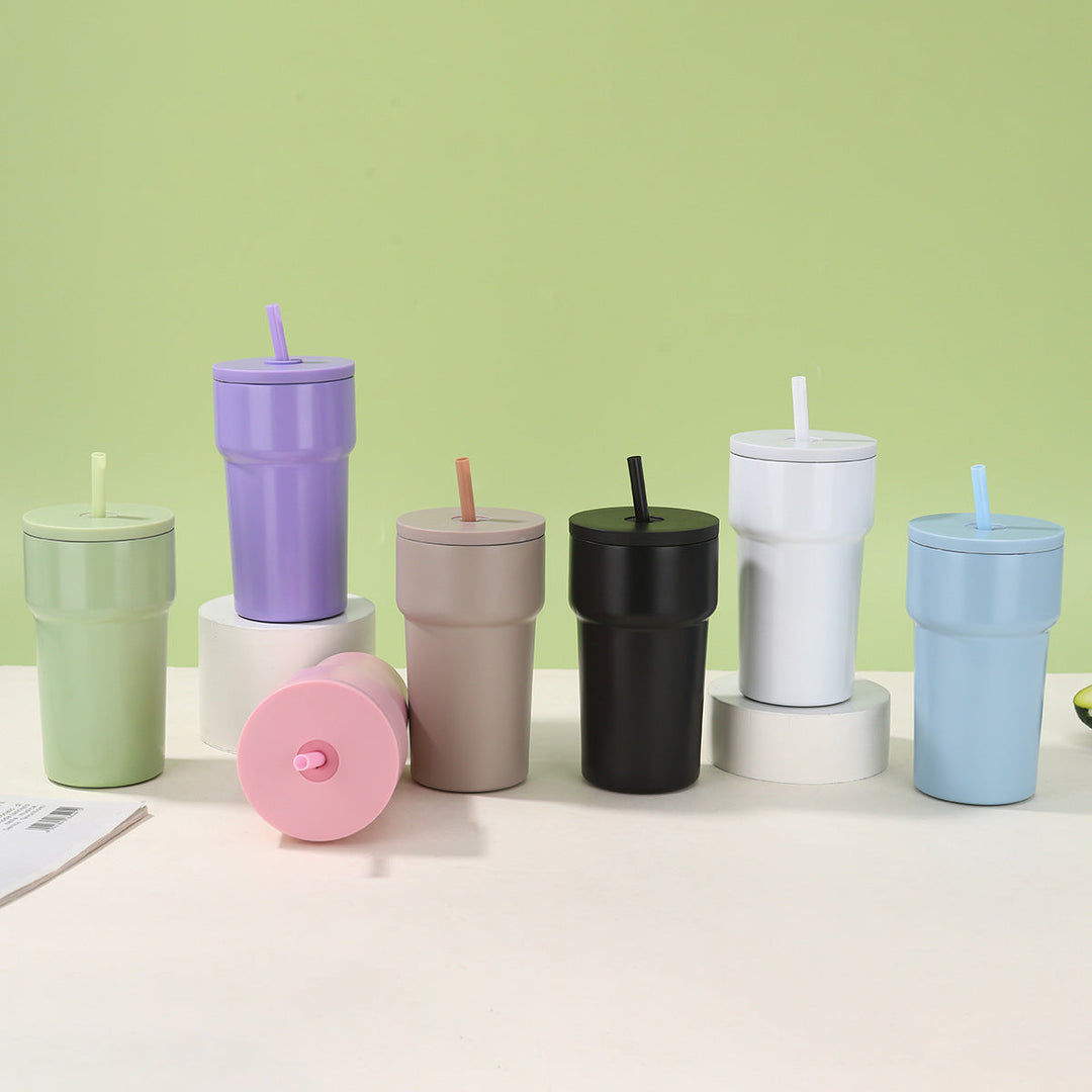Unisex Insulated Drinking Cup with Dust Protection Lid and Straw Kalsten