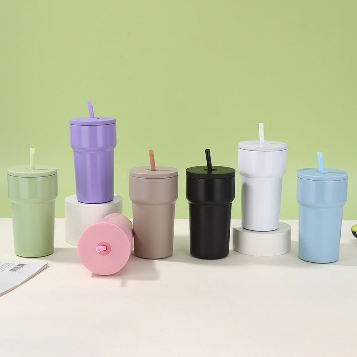 Unisex Insulated Drinking Cup with Dust Protection Lid and Straw Kalsten
