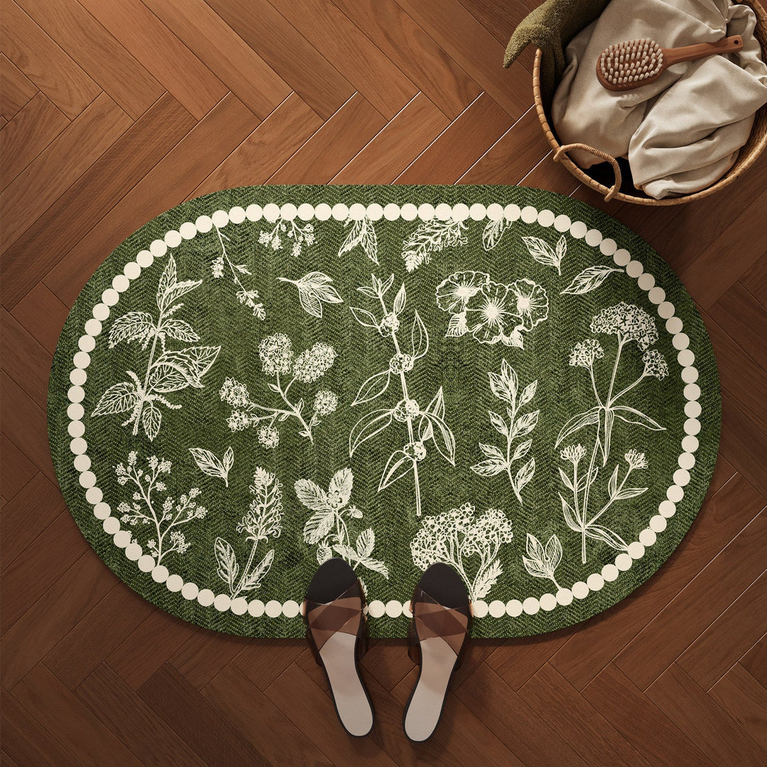 Decorative Botanical Pattern Bath Mat Kalsten