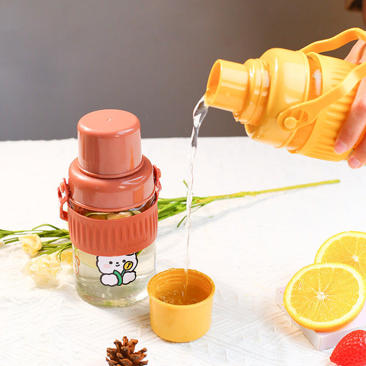 Ladies trendy glass drinking bottle with practical silicone protection Kalsten