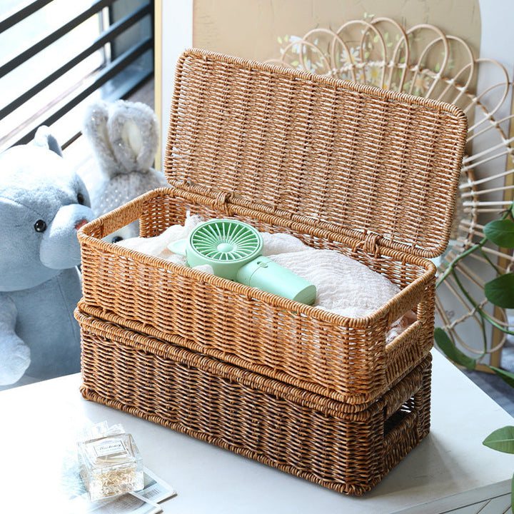 Long Rectangular Woven Storage Basket Kalsten