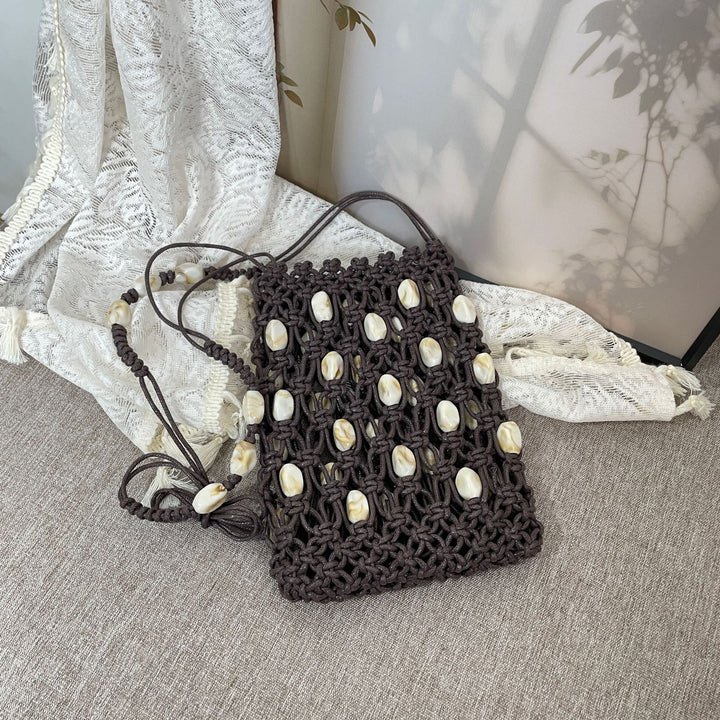 Hand-knotted shoulder bag with shells Kalsten