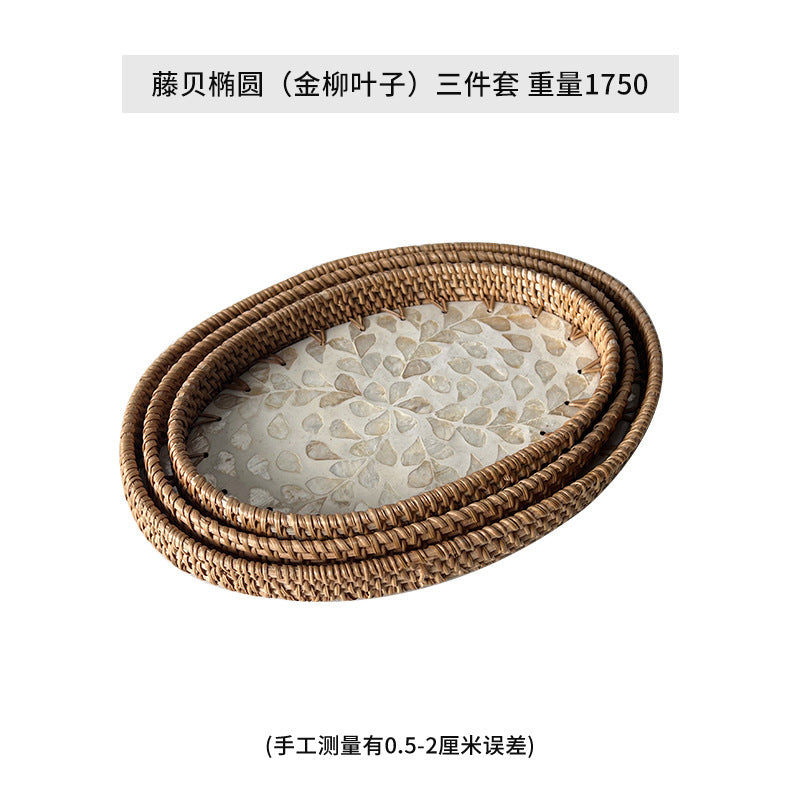 Ladies Elegant Serving Plate Set made of handwoven natural material Kalsten