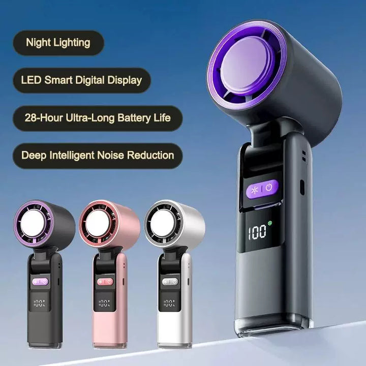 Unisex One Size rechargeable portable bladeless-style mini fan with folding head LED status indicator and high-capacity battery Kalsten