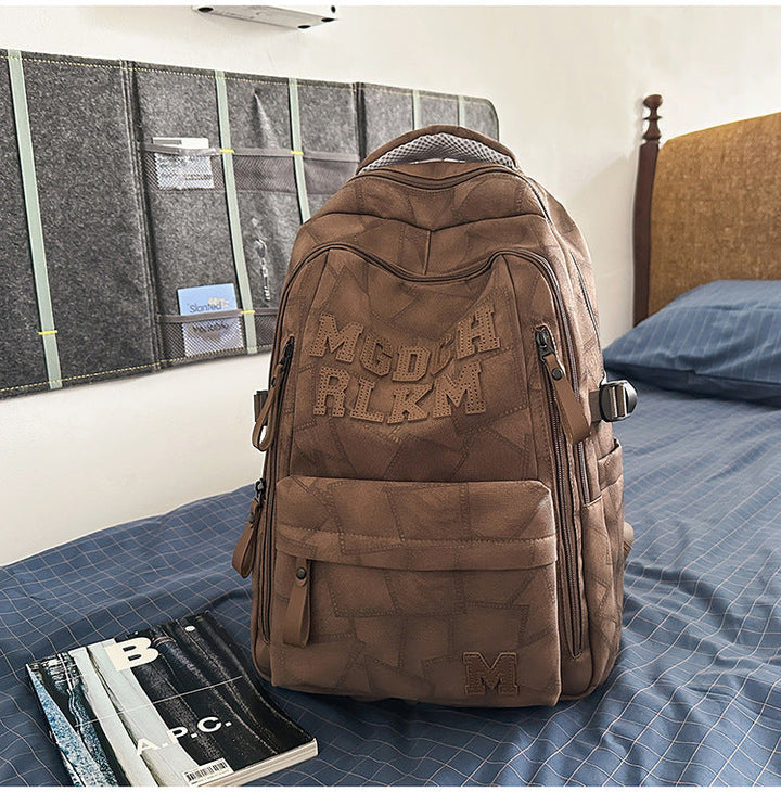Casual Multi-Compartment Leather School Backpack