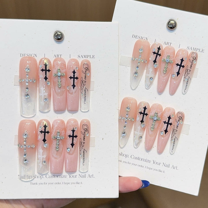 Fashionable Cross Design Artificial Nails Kalsten