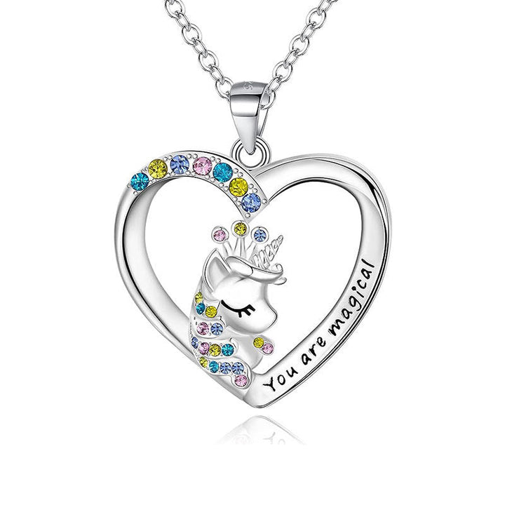 Enchanted Unicorn Heart Pendant Necklace Kalsten