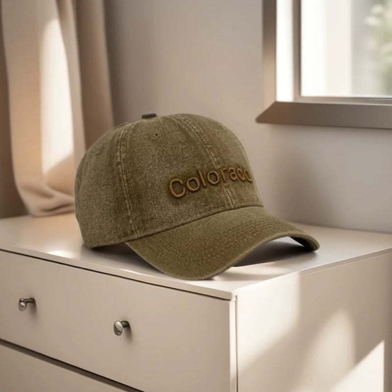 Women's Distressed Cotton Baseball Cap with Embroidered Detail Kalsten