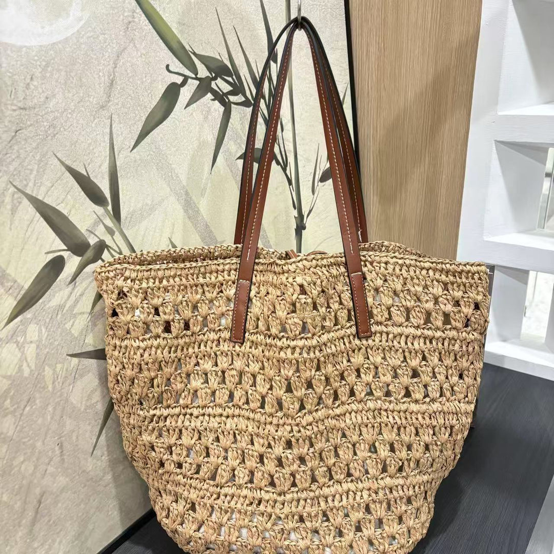 Large Basket Shopper Made of Handwoven Natural Material Kalsten