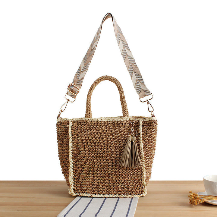 Braided Shoulder Bag with Modern Tassel and Adjustable Carrying Strap Kalsten