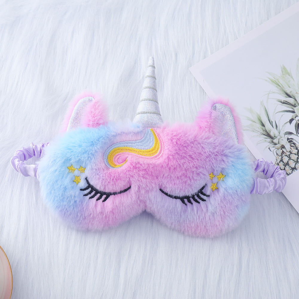 Ladies nan cozy unicorn sleep mask with embroidered eyelashes, soft plush and elastic ruffled ribbon Kalsten