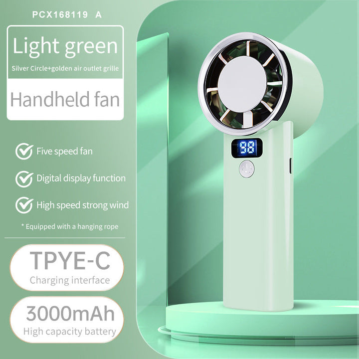 Ladies portable hand fan with digital display and five speed settings Kalsten