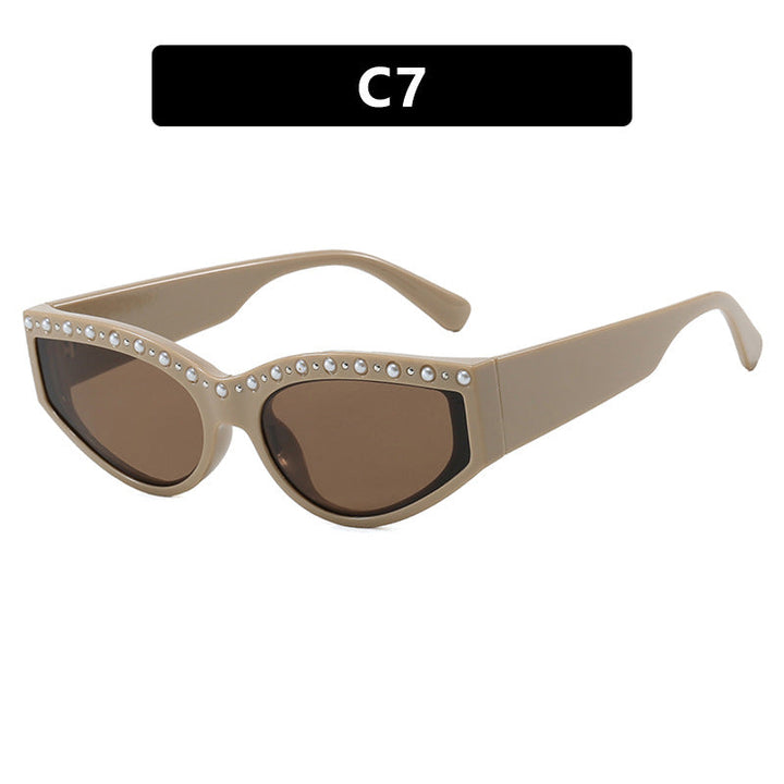 Women's Cat-Eye Sunglasses with Sparkling Rhinestone Accents and Animal Pattern Kalsten