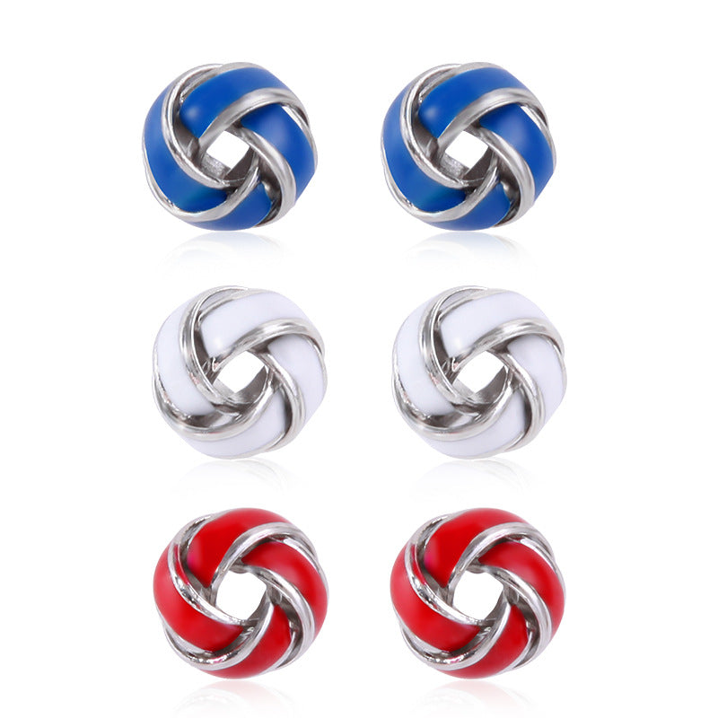 Women's star-shaped enamel earrings with USA flag motif and gold-plated fish Kalsten