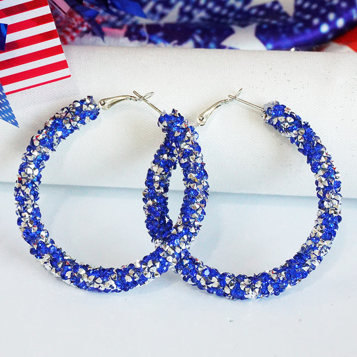 Women's large hoop earrings with rhinestone embellishment and rhodium-plated setting Kalsten