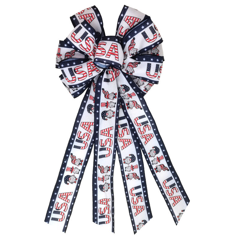 Unisex decorative bow in large size with long ribbons and star pattern for door and wall decoration Kalsten