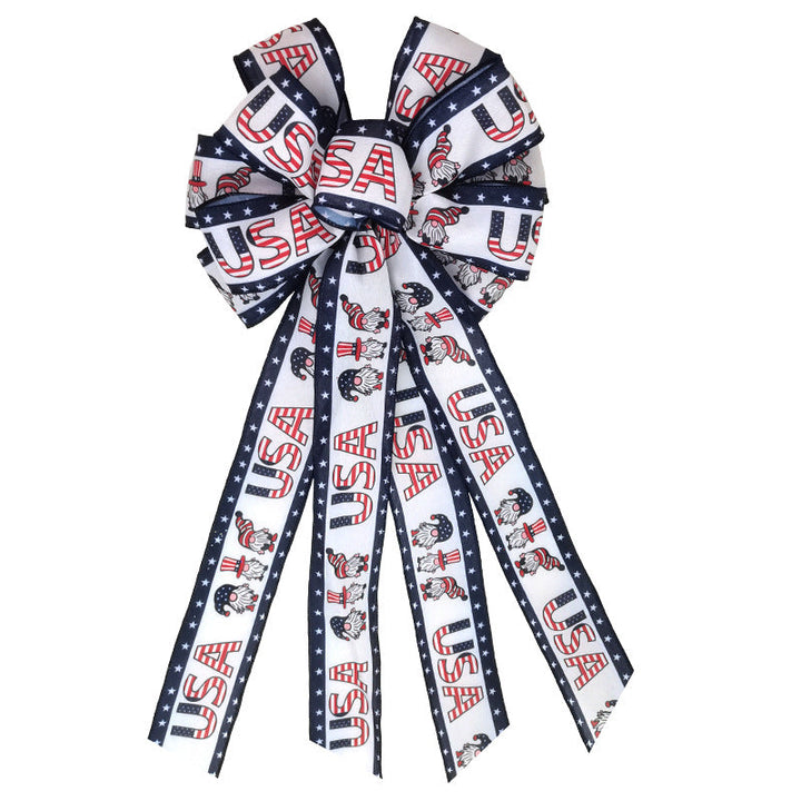 Unisex decorative bow in large size with long ribbons and star pattern for door and wall decoration Kalsten