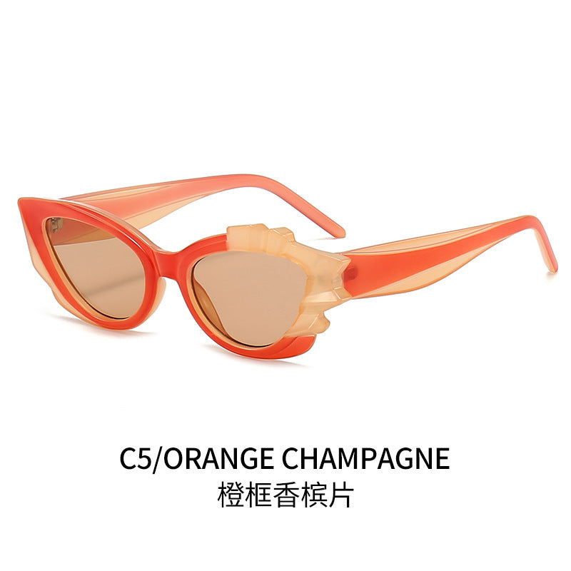 Ladies Cat-Eye Sunglasses with Eye-Catching Flower Frame Kalsten