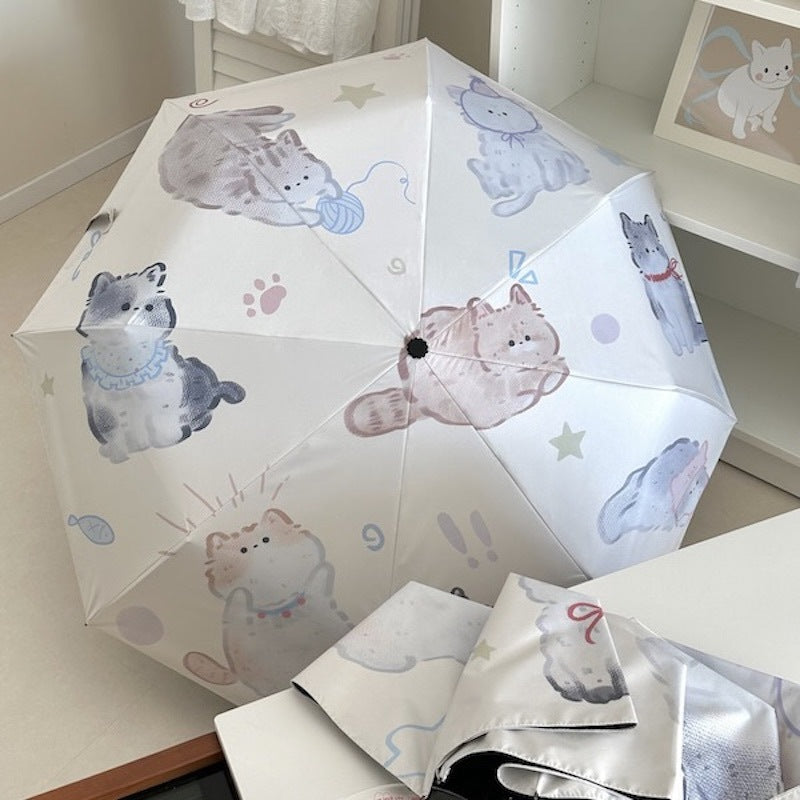 Women's Foldable Umbrella with Charming Cat Pattern Kalsten