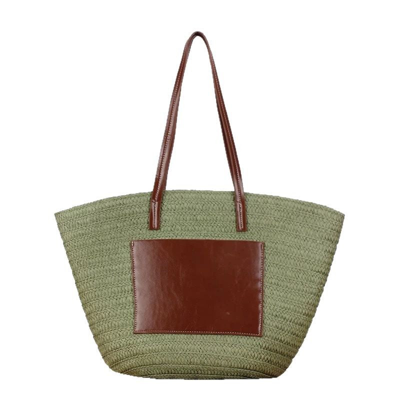 Fashionable straw bag with leather accents Kalsten