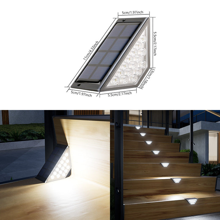 Triangular Solar LED Corner Step Light With High-Efficiency Photovoltaic Panel And Waterproof Housing Kalsten