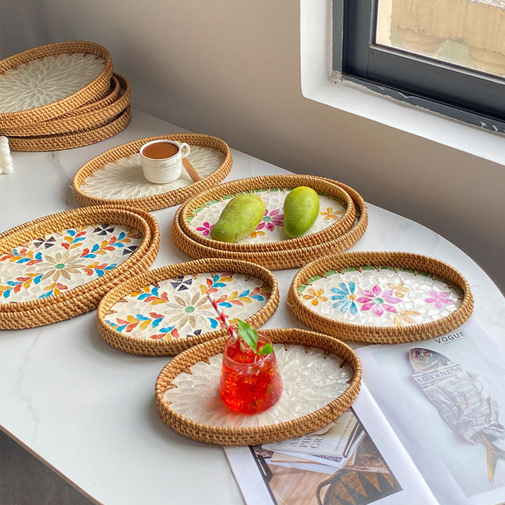Ladies Elegant Serving Plate Set made of handwoven natural material Kalsten