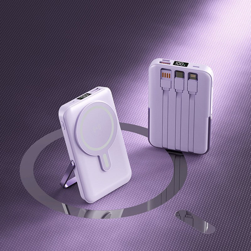 Portable power bank with integrated charging cable and wireless charging function Kalsten