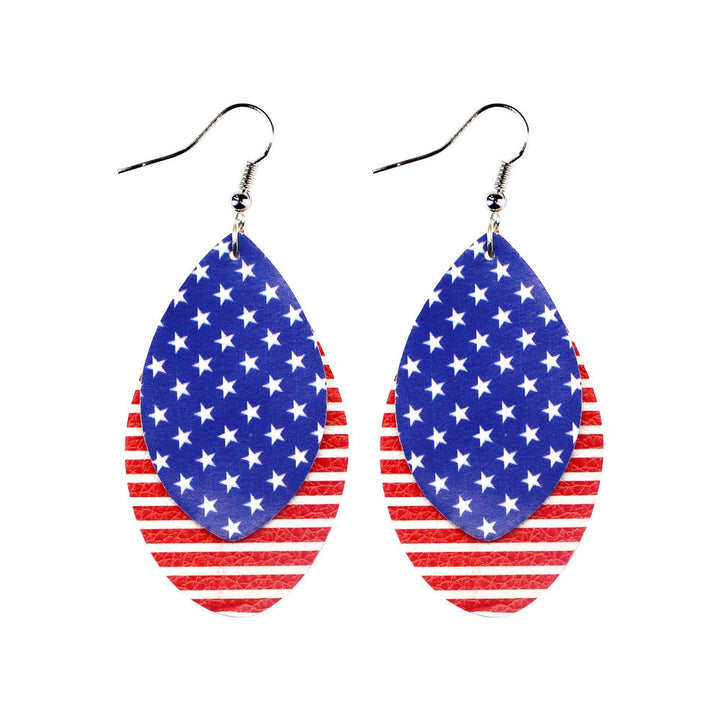 Women's star stripe print faux leather drop earrings with fishhook Kalsten