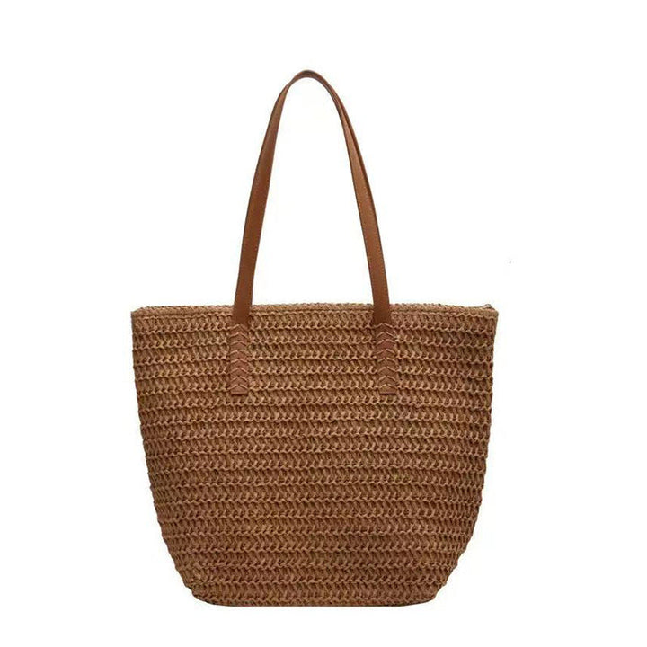 Handbag Made of Woven Natural Material with Leather Carrying Handles Kalsten