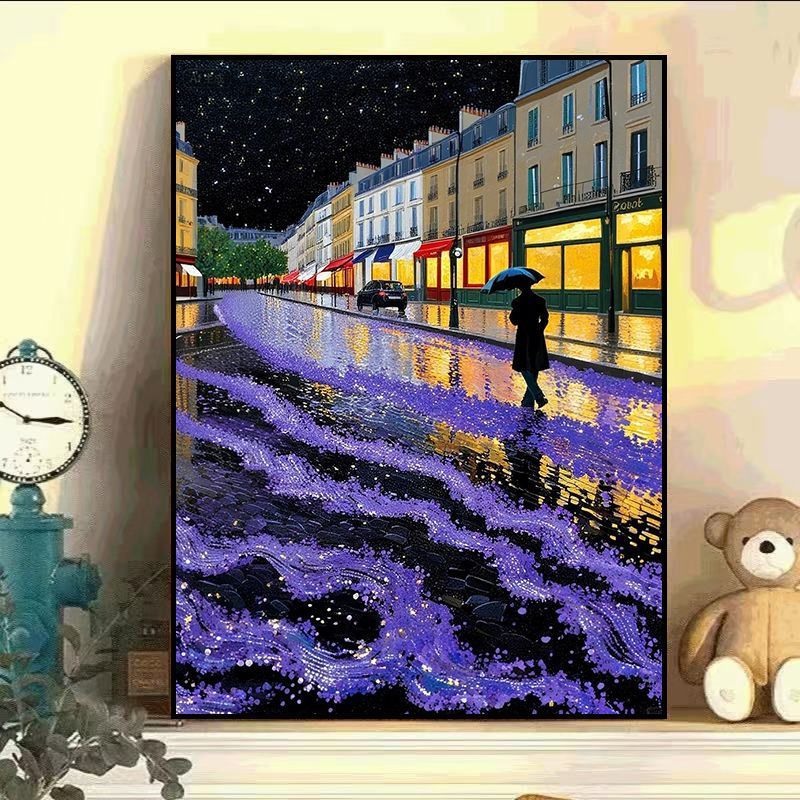 Eiffel Tower Night Scene Canvas Art Kalsten