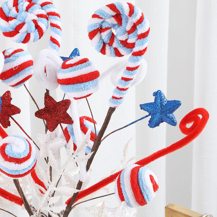 Unisex nan decorative floral pick with padded balls and glitter stars Kalsten