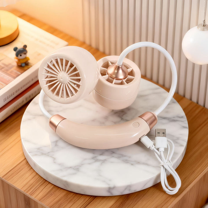 Ladies Portable Flexible Fan with Dual Head and USB Charging Function Kalsten