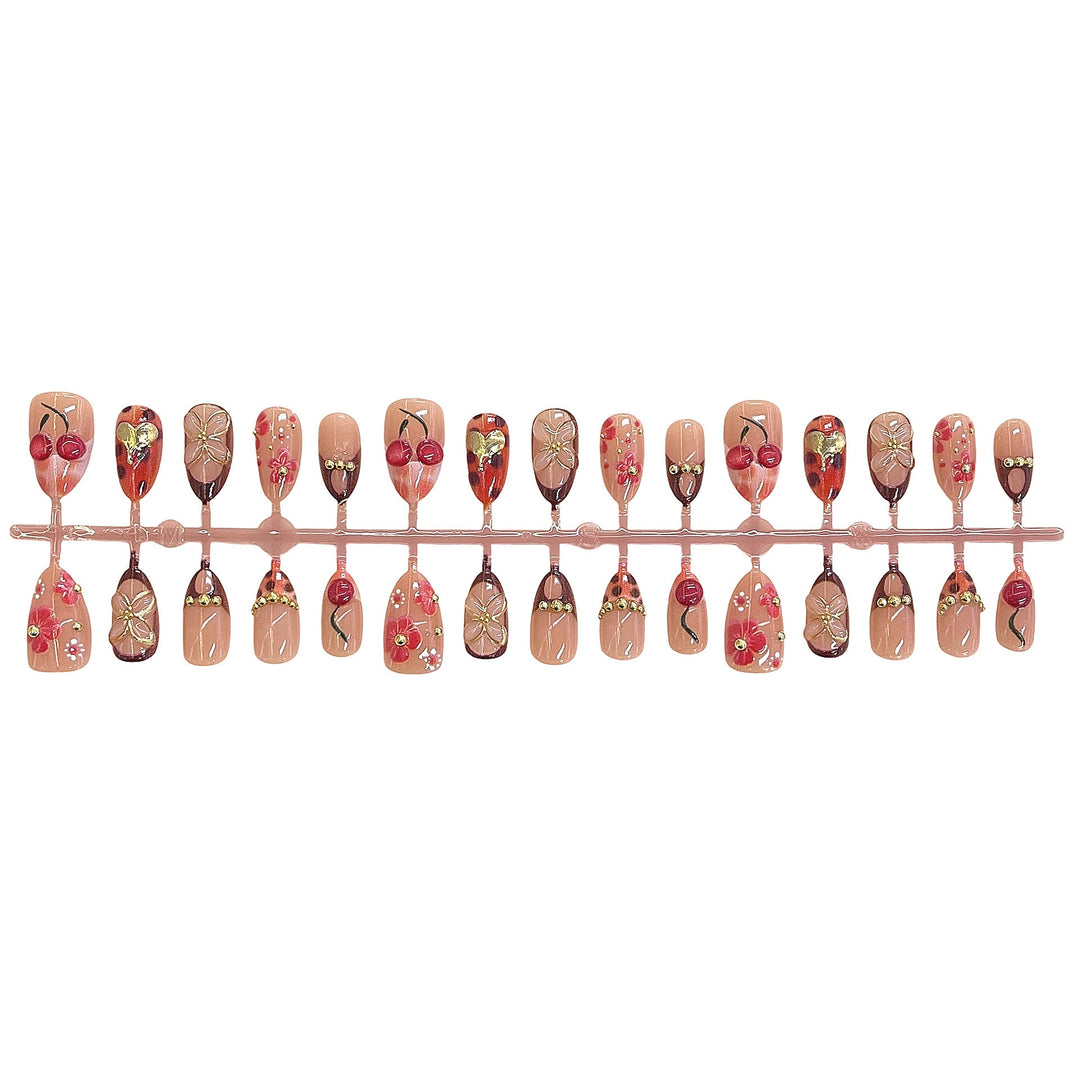 Artistic Floral Accent Press-On Nails Kalsten 1787225333