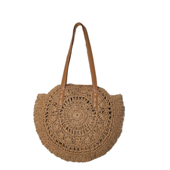 Basket bag with leather handles and colorful design Kalsten