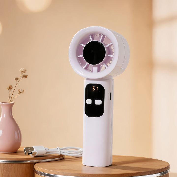 Ladies Portable Hand Fan with LCD Display and USB Connection Kalsten