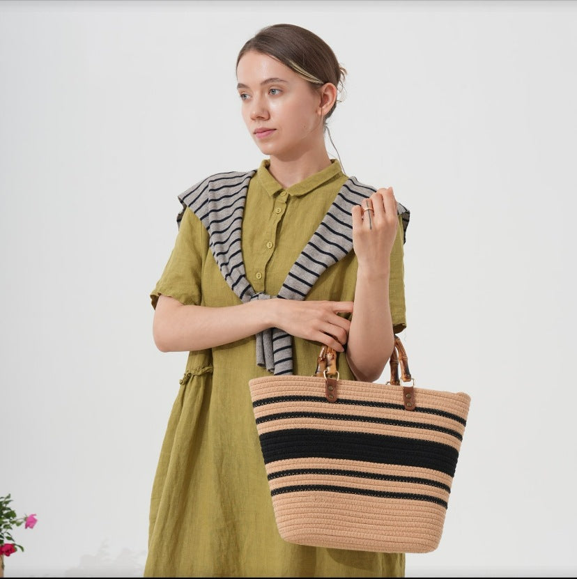Large beach bag with bamboo handles Kalsten